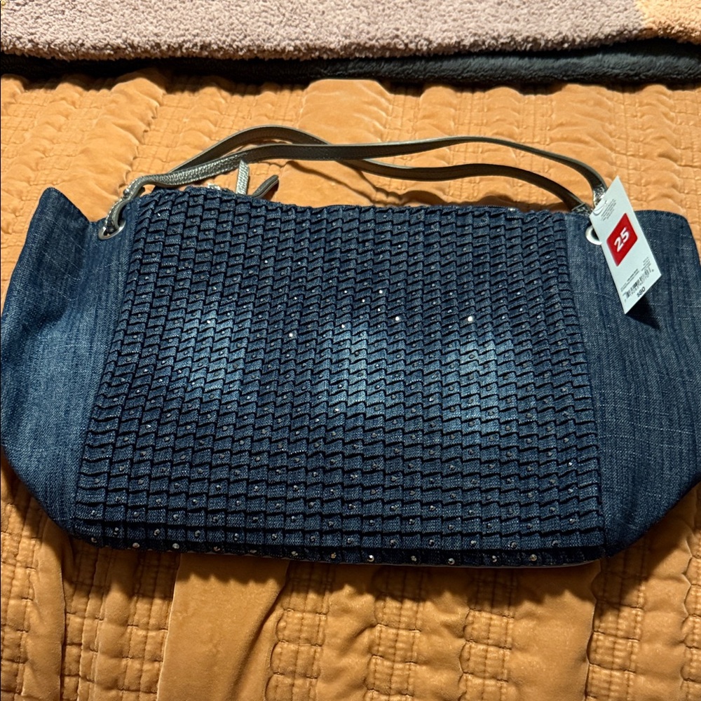 Stylish Blue Denim with sparkles tote. NWT!
